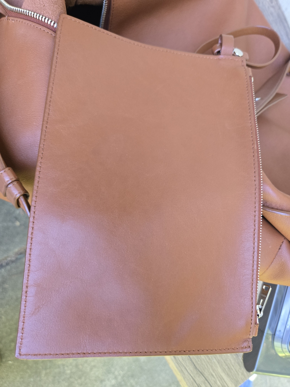 All Saints Brown Kita East West Leather Tote Bag with Braided Strap - Picture 11 of 16